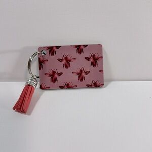 COPY - Gucci look a like Pink Bee Pattern Keychain with dark pink Tassel